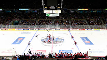 VANCOUVER, BC - JANUARY 28: Team Orr andTeam Cherry play during the CHL/NHL Top Prospects Game January 28, 2016 at Pacific Coliseum in Vancouver, British Columbia, Canada. (Photo by Jeff Vinnick/Getty Images)