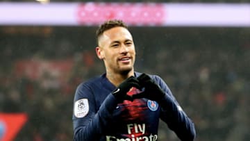PARIS, FRANCE - JANUARY 19: Neymar Jrof Paris Saint-Germain celebrate his goal during the Ligue 1 match between Paris Saint Germain and EA Guingamp at Parc des Princes on January 19, 2019 in Paris, France. (Photo by Xavier Laine/Getty Images)