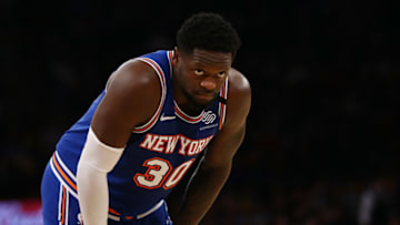 NEW YORK, NEW YORK - MARCH 02: Julius Randle #30 of the New York Knicks in action against the Houston Rockets at Madison Square Garden on March 02, 2020 in New York City. NOTE TO USER: User expressly acknowledges and agrees that, by downloading and or using this photograph, User is consenting to the terms and conditions of the Getty Images License Agreement. New York Knicks defeated the Houston Rockets 125-123. (Photo by Mike Stobe/Getty Images)