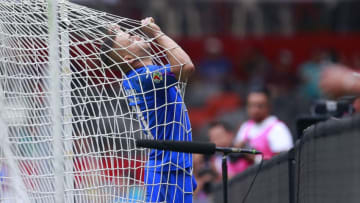 MEXICO CITY, MEXICO - MARCH 07: Jonathan Rodriguez of Cruz Azul reacts during the 9th round match between Cruz Azul and Tijuana as part of the Torneo Clausura 2020 Liga MX at Azteca Stadium on March 7, 2020 in Mexico City, Mexico. (Photo by Mauricio Salas/Jam Media/Getty Images)