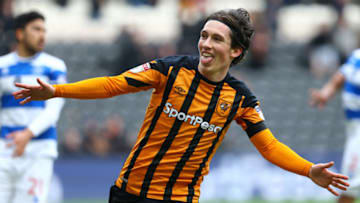 HULL, ENGLAND - APRIL 07: Harry Wilson of Hull City celebrates scoring during the Sky Bet Championship match between Hull City and Queens Park Rangers at KCOM Stadium on April 7, 2018 in Hull, England. (Photo by Ashley Allen/Getty Images)