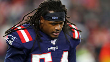 FOXBOROUGH, MASSACHUSETTS - DECEMBER 08: Dont'a Hightower #54 of the New England Patriots looks on during the game against the Kansas City Chiefs at Gillette Stadium on December 08, 2019 in Foxborough, Massachusetts. (Photo by Maddie Meyer/Getty Images)