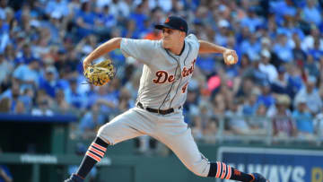 KANSAS CITY, MISSOURI - JULY 13: Starting pitcher Matthew Boyd #48 of the Detroit Tigers pitches in the first inning against the Kansas City Royals at Kauffman Stadium on July 13, 2019 in Kansas City, Missouri. (Photo by Ed Zurga/Getty Images)