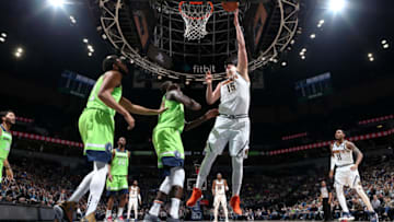 MINNEAPOLIS, MN - FEBRUARY 2: Nikola Jokic #15 of the Denver Nuggets goes to the basket against the Minnesota Timberwolves. Copyright 2019 NBAE (Photo by Jordan Johnson/NBAE via Getty Images)