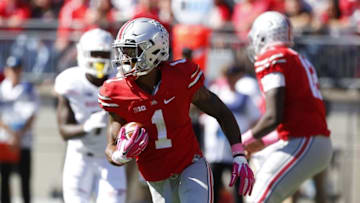 Oct 10, 2015; Columbus, OH, USA; Ohio State Buckeyes wide receiver Braxton Miller (1) runs the ball during the second quarter versus the Maryland Terrapins at Ohio Stadium. Mandatory Credit: Joe Maiorana-USA TODAY Sports