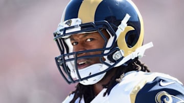 LOS ANGELES, CA - OCTOBER 09: Todd Gurley #30 of the Los Angeles Rams warms up before the game against the Buffalo Bills at the Los Angeles Memorial Coliseum on October 9, 2016 in Los Angeles, California. (Photo by Harry How/Getty Images)