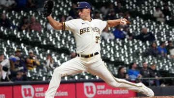 Milwaukee Brewers relief pitcher Brent Suter (35) throws during the ninth inning of their game against the Cincinnati Reds Wednesday, May 4, 2022 at American Family Field in Milwaukee, Wis.Brewers05 22