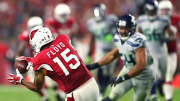 Oct 23, 2016; Glendale, AZ, USA; Arizona Cardinals wide receiver Michael Floyd (15) against the Seattle Seahawks at University of Phoenix Stadium. The game ended in a 6-6 tie after overtime. Mandatory Credit: Mark J. Rebilas-USA TODAY Sports
