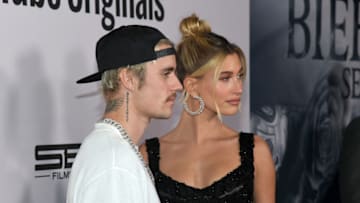 WESTWOOD, CALIFORNIA - JANUARY 27: (L-R) Justin Bieber and Hailey Rhode Bieber attend YouTube Originals "Justin Bieber: Seasons" premiere at Regency Bruin Theater on January 27, 2020 in Westwood, California. (Photo by Kevin Mazur/Getty Images for YouTube Originals)