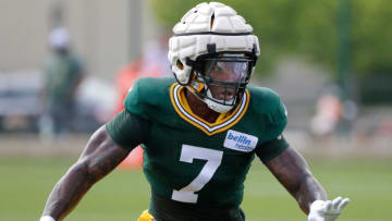 Green Bay Packers linebacker Quay Walker (7) during training camp Monday, August 1, 2022, at Ray Nitschke Field in Green Bay, Wis. Dan Powers/USA TODAY NETWORK-WisconsinApc Packtrainingcamp 080122910djp