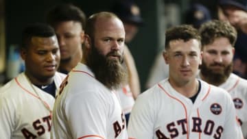 HOUSTON, TX - SEPTEMBER 05: Evan Gattis #11 of the Houston Astros (Photo by Bob Levey/Getty Images)