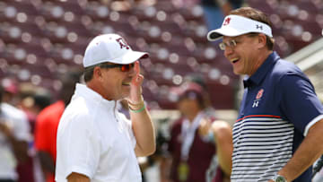 Twitter had fun with the idea of former Auburn football head coach Gus Malzahn replacing Jimbo Fisher as the Texas A&M Aggies HC Mandatory Credit: John Glaser-USA TODAY Sports