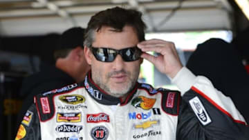 Sep 13, 2014; Joliet, IL, USA; NASCAR Sprint Cup Series driver Tony Stewart (14) during practice for the MYAFIBSTORY.COM 400 at Chicagoland Speedway. Mandatory Credit: Jasen Vinlove-USA TODAY Sports