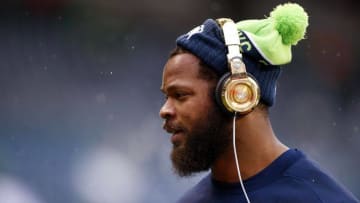 Dec 27, 2015; Seattle, WA, USA; Seattle Seahawks defensive end Michael Bennett (72) walks back to the locker room during pre game warmups against the St. Louis Rams at CenturyLink Field. Mandatory Credit: Joe Nicholson-USA TODAY Sports