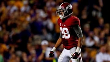 November 3, 2012; Baton Rouge, LA, USA; Alabama Crimson Tide defensive back Dee Milliner (28) against the LSU Tigers during a game at Tiger Stadium. Alabama defeated LSU 21-17. Mandatory Credit: Derick E. Hingle-USA TODAY Sports