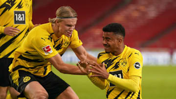 Ansgar Knauff and Erling Haaland look set to start against Manchester City. (Photo by Christian Kaspar-Bartke/Getty Images)