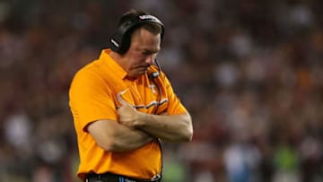 COLUMBIA, SC - OCTOBER 29: Head coach Butch Jones of the Tennessee Volunteers reacts during their game against the South Carolina Gamecocks at Williams-Brice Stadium on October 29, 2016 in Columbia, South Carolina. (Photo by Tyler Lecka/Getty Images)
