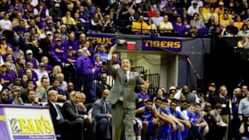 Feb 10, 2015; Baton Rouge, LA, USA; Kentucky Wildcats head coach John Calipari against the LSU Tigers during the first half of a game at the Pete Maravich Assembly Center. Mandatory Credit: Derick E. Hingle-USA TODAY Sports