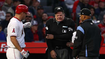 ANAHEIM, CA - APRIL 19: Home-plate umpire Jerry Layne