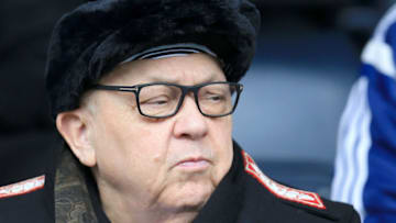 HIGH WYCOMBE, ENGLAND - APRIL 14: David Sullivan, Owner of West Ham United is seen in the stands prior to the Women's FA Cup Semi Final match between Reading Women and West Ham United Ladies at Adams Park on April 14, 2019 in High Wycombe, England. (Photo by James Chance/Getty Images)