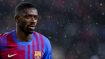 Ousmane Dembele during the La Liga match between Sevilla v FC Barcelona at the Estadio Ramon Sanchez Pizjuan on December 21, 2021 in Sevilla Spain (Photo by David S. Bustamante/Soccrates/Getty Images)