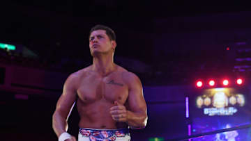 TOKYO, JAPAN - OCTOBER 08: Cody gestures prior to the 3 Way match between Kenny Omega, Cody and Kota Ibushi during the King of Pro-Wresting at Ryogoku Kokugikan on October 8, 2018 in Tokyo, Japan. (Photo by Etsuo Hara/Getty Images)
