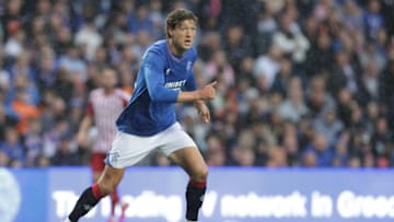 GLASGOW, SCOTLAND - JULY 26: Sam Lammers of Rangers during the pre-season friendly match between Rangers and Olympiaco at Ibrox Stadium on July 26, 2023 in Glasgow, Scotland. (Photo by Steve Welsh/Getty Images)