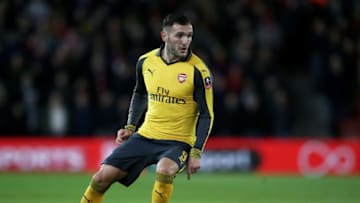 SOUTHAMPTON, ENGLAND - JANUARY 28: Lucas Perez of Arsenal in action during the Emirates FA Cup Fourth Round match between Southampton and Arsenal at St Mary's Stadium on January 28, 2017 in Southampton, England. (Photo by Julian Finney/Getty Images)