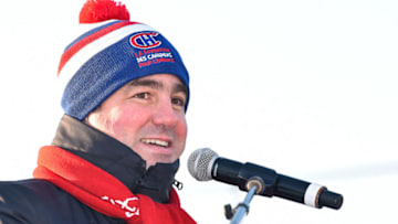 MONTREAL, QC - DECEMBER 13: Owner, President and CEO of the Montreal Canadiens Geoff Molson addresses the guests during the official inauguration of the Bleu Blanc Bouge rink by the Montreal Canadiens, NHL and NHLPA at Park De Mesy on December 13, 2017 in Montreal, Quebec, Canada. (Photo by Minas Panagiotakis NHLI via Getty Images)