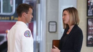CHICAGO FIRE -- "All the Proof" Episode 706 -- Pictured: (l-r) Jesse Spencer as Matthew Casey, Lauren German as Leslie Shay -- (Photo by: Elizabeth Morris/NBC)