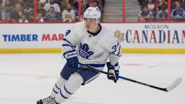 Oct 12, 2016; Ottawa, Ontario, CAN; Toronto Maple Leafs center Auston Matthews (34) skates in the second period against the Ottawa Senators at the Canadian Tire Centre. Mandatory Credit: Marc DesRosiers-USA TODAY Sports