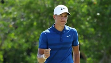 PLAYA DEL CARMEN, MEXICO - NOVEMBER 11: Cameron Champ of the United States reacts to his eagle on the fifth green during the final round of the Mayakoba Golf Classic at El Camaleon Mayakoba Golf Course on November 11, 2018 in Playa del Carmen, Mexico. (Photo by Rob Carr/Getty Images)