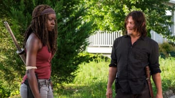 Michonne (Danai Gurira) and Daryl Dixon (Norman Reedus) in The Walking Dead Season 8 Episode 8 Photo by Gene Page/AMC