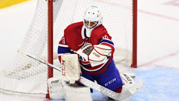 TORONTO, ON - SEPTEMBER 09: Montreal Canadiens goaltender Michael McNiven (70) makes a glove save during the third period of the NHL rookie tournament game between the Montreal Canadiens and the Ottawa Senators on September 9, 2017, at Ricoh Coliseum in Toronto, ON, Canada. (Photograph by Julian Avram/Icon Sportswire via Getty Images)