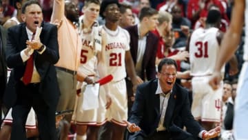 Nov 30, 2016; Bloomington, IN, USA; Indiana Hoosiers coach Tom Crean coaches on the sidelines against the North Carolina Tar Heels at Assembly Hall. Indiana defeats North Carolina 76-67. Mandatory Credit: Brian Spurlock-USA TODAY Sports
