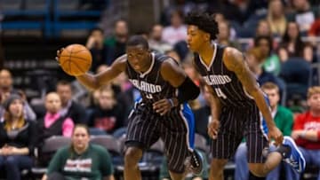 Apr 4, 2015; Milwaukee, WI, USA; Orlando Magic guard Victor Oladipo (5) during the game against the Milwaukee Bucks at BMO Harris Bradley Center. Orlando won 97-90. Mandatory Credit: Jeff Hanisch-USA TODAY Sports
