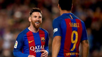 BARCELONA, SPAIN - MARCH 19: Lionel Messi of Barcelona celebrates scoring his team's second goal during the La Liga match between FC Barcelona and Valencia CF at Camp Nou Stadium on March 19, 2017 in Barcelona, Spain. (Photo by Manuel Queimadelos Alonso/Getty Images)