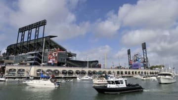 Oct 25, 2014; San Francisco, CA, USA; A general view of McCovey Cove before game four of the 2014 World Series between the San Francisco Giants and the Kansas City Royals at AT&T Park. Mandatory Credit: Ed Szczepanski-USA TODAY Sports