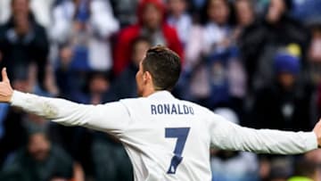 MADRID, SPAIN - NOVEMBER 26: Cristiano Ronaldo of Real Madrid celebrates during the La Liga match between Real Madrid and Real Sporting de Gijon at the Santiago Bernabeu Stadium on 26 November 2016 in Madrid, Spain. (Photo by Power Sport Images/Getty Images)