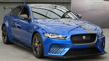 LOS ANGELES, CA - NOVEMBER 28: The Jaguar XE SV Project 8 at an exclusive customer preview which introduced three new vehicles from Jaguar Land Rover's Special Vehicle Operations Division on November 28, 2017 in Los Angeles, California. (Photo by Neilson Barnard/Getty Images for Jaguar Land Rover)