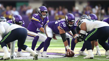 MINNEAPOLIS, MINNESOTA - SEPTEMBER 26: Kirk Cousins #8 of the Minnesota Vikings under center during the second quarter in the game against the Seattle Seahawks at U.S. Bank Stadium on September 26, 2021 in Minneapolis, Minnesota. (Photo by David Berding/Getty Images)