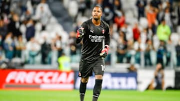 TURIN, ITALY - SEPTEMBER 19: Mike Maignan, goal keeper of Milan in action during the Serie A match between Juventus Vs Milan at Allianz Juventus Stadium on September 19, 2021 in Turin, Italy. (Photo by Cristiano Barni ATPImages/Getty Images)