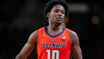 SOUTH BEND, IN - NOVEMBER 27: Andres Feliz #10 of the Illinois Fighting Illini is seen during the game against the Notre Dame Fighting Irish at Purcell Pavilion on November 27, 2018 in South Bend, Indiana. (Photo by Michael Hickey/Getty Images)