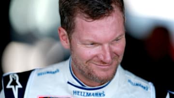 DARLINGTON, SOUTH CAROLINA - AUGUST 30: Dale Earnhardt Jr., driver of the #8 Hellmann's Chevrolet, stands in the garage during practice for the NASCAR Xfinity Series Sport Clips Haircuts VFW 200 at Darlington Raceway on August 30, 2019 in Darlington, South Carolina. (Photo by Sean Gardner/Getty Images)