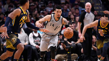 San Antonio Spurs v Denver NuggetsDENVER, CO - FEBRUARY 13: Danny Green #14 of the San Antonio Spurs looks for an open teammate against the Denver Nuggets at Pepsi Center on February 13, 2018 in Denver, Colorado. NOTE TO USER: User expressly acknowledges and agrees that, by downloading and or using this photograph, User is consenting to the terms and conditions of the Getty Images License Agreement. (Photo by Jamie Schwaberow/Getty Images)Getty ID: 918036616