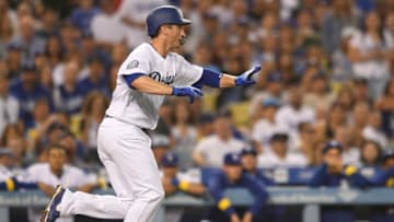 LOS ANGELES, CA - SEPTEMBER 01: David Freese #25 of the Los Angeles Dodgers is caught in a run down between home and thrid base in the fourth inning against the Arizona Diamondbacks at Dodger Stadium on September 1, 2018 in Los Angeles, California. (Photo by John McCoy/Getty Images)