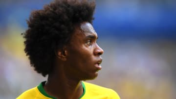 SAMARA, RUSSIA - JULY 02: Willian of Brazil looks on during the 2018 FIFA World Cup Russia Round of 16 match between Brazil and Mexico at Samara Arena on July 2, 2018 in Samara, Russia. (Photo by Matthias Hangst/Getty Images)