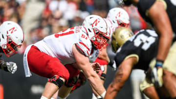 BOULDER, CO - SEPTEMBER 7: The Nebraska Cornhuskers offense lines up against the Colorado Buffaloes behind offensive lineman Cameron Jurgens #51 in the third quarter of a game at Folsom Field on September 7, 2019 in Boulder, Colorado. (Photo by Dustin Bradford/Getty Images)