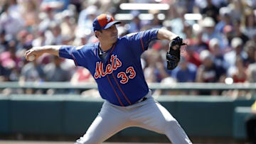 Mar 8, 2016; Lake Buena Vista, FL, USA; New York Mets starting pitcher Matt Harvey (33) throws during the first inning of a spring training baseball game against the Atlanta Braves at Champion Stadium. Mandatory Credit: Reinhold Matay-USA TODAY Sports