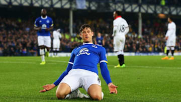 LIVERPOOL, ENGLAND - MAY 12: Ross Barkley of Everton celebrates scoring his sides first goal during the Premier League match between Everton and Watford at Goodison Park on May 12, 2017 in Liverpool, England. (Photo by Alex Livesey/Getty Images)